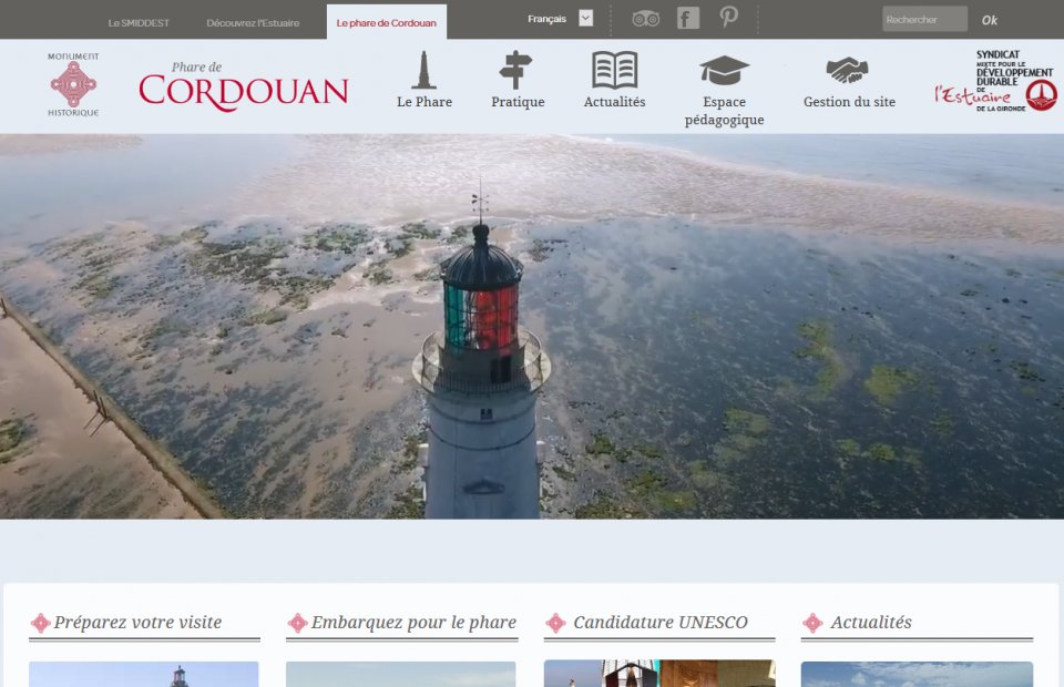 Photo du site Site vitrine Conception, développements & stratégie webmarketing du site Internet Phare de Cordouan